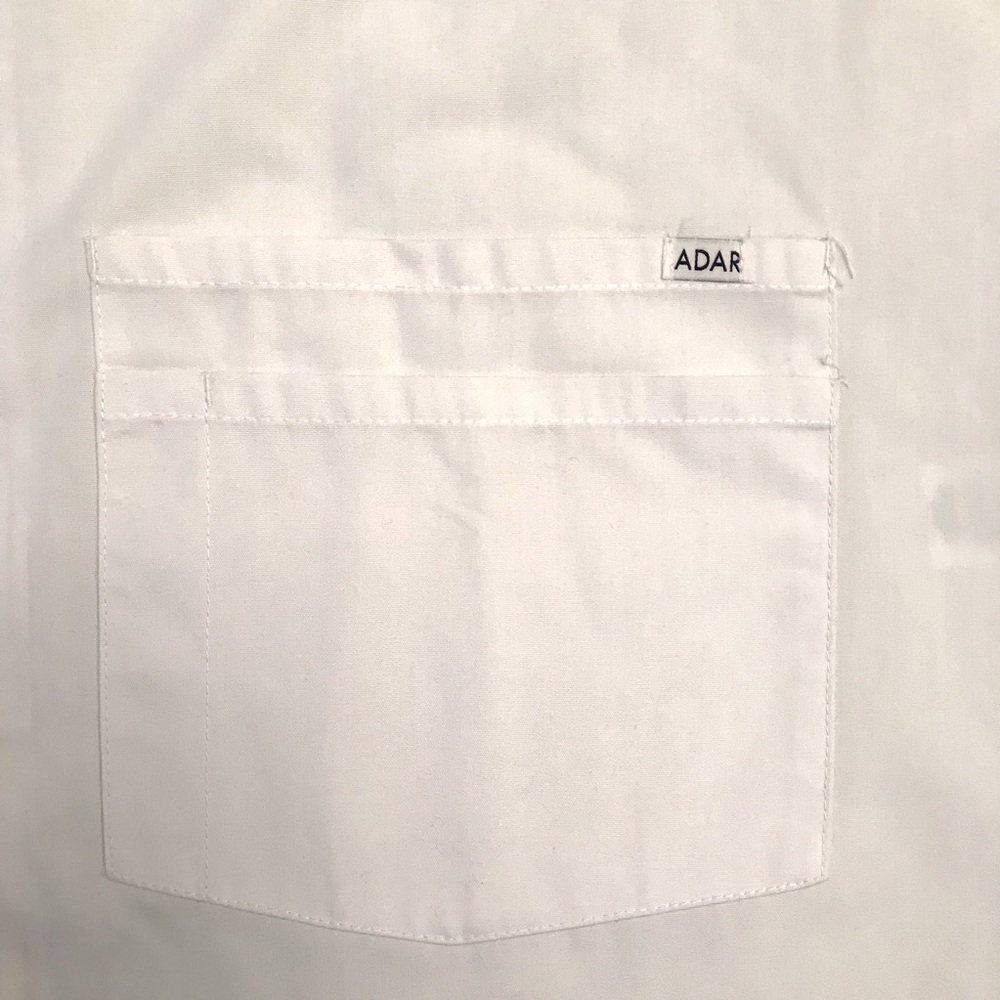 Adar Medical Scrubs Top NEW Plus Size 2XL White Short Sleeve Snap Button V Neck - Picture 5 of 7